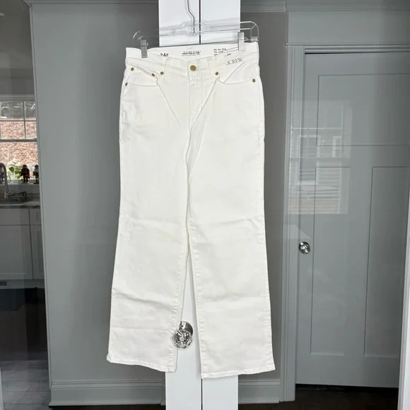 NWT J. Crew Petite Lower-rise Full-length Slim-wide Jean White Denim - Picture 2 of 6